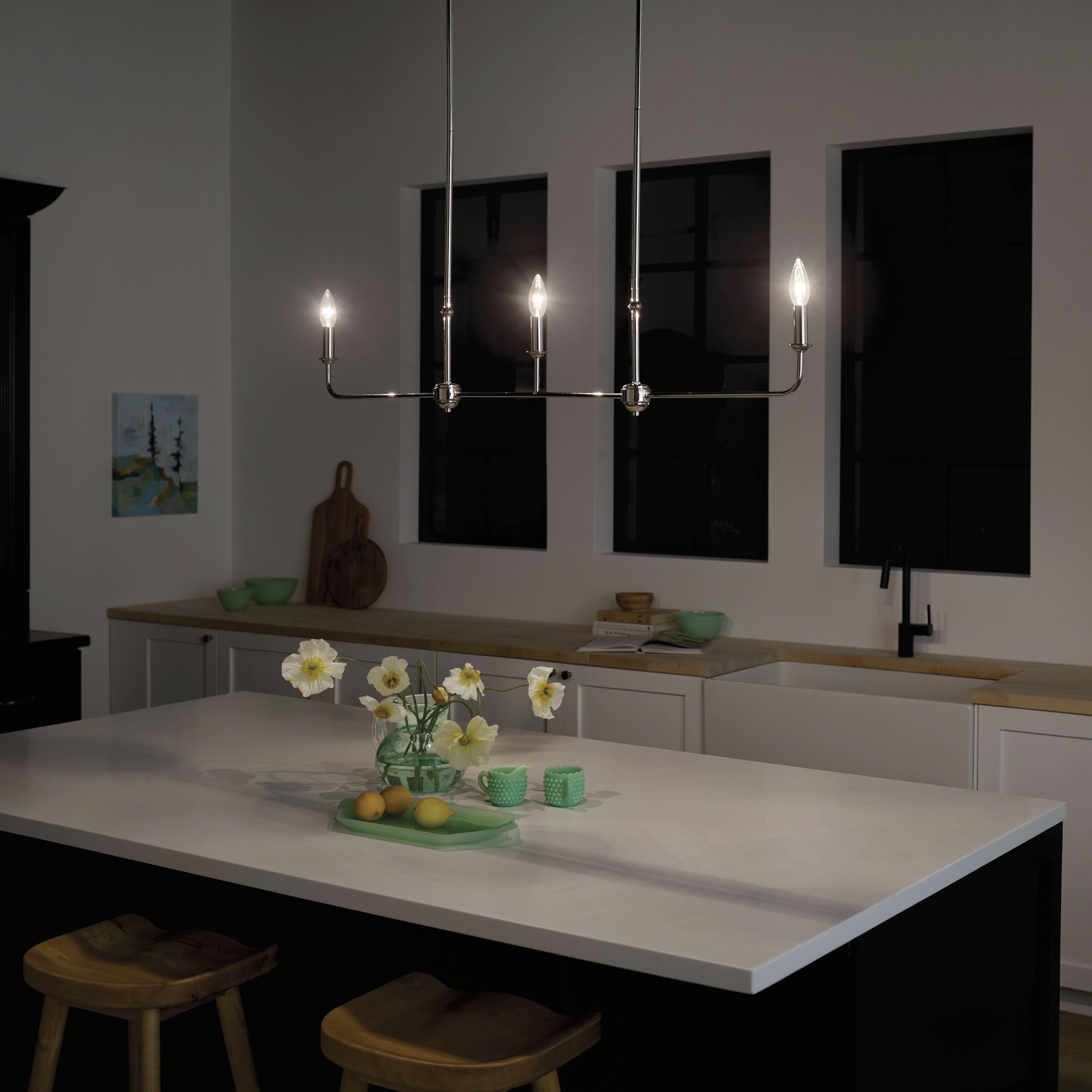 Pallas 3 Light 4.5 inch Polished Nickel Chandelier Linear Ceiling Light